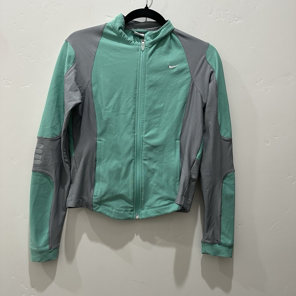Nike Fit Dry Running Jacket,  Seafoam Green and Gray‎ Full Zip, Women's Size S